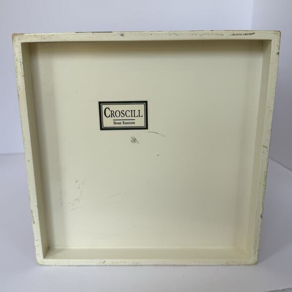 Vintage Croscill Cottage Rose 2 Piece Set Waste Basket Tissue Box Cover Wooden - Picture 6 of 12